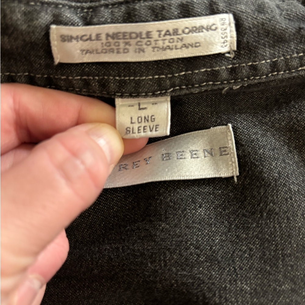 Geoffrey Beene Charcoal Denim Button-Up Shirt Size L - Picture 6 of 8